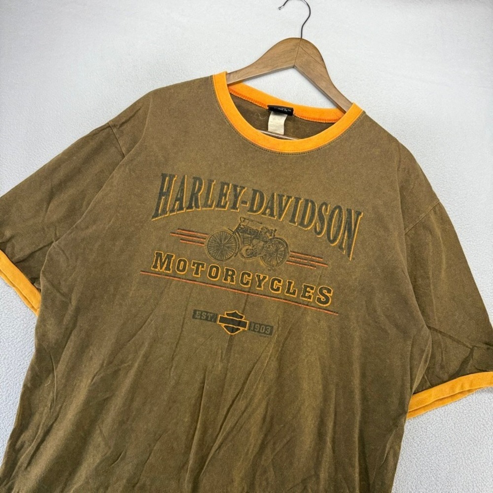 Harley Davidson Shirt Mens XL Brown Orange Los Cabos Mexico Graphic Motorcycles